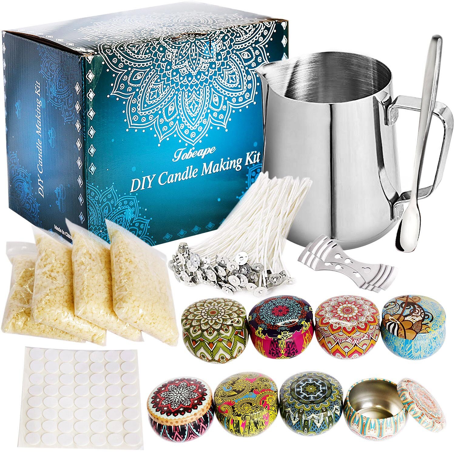 Kit de fabricación de velas perfumadas, Kit de velas artesanales, incluye maceta para hacer velas, decoración de en casa, vacaciones, 68 Uds.