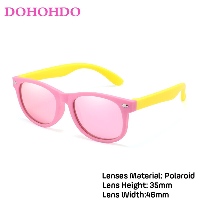 Dohohdo barn solglasögon barn polariserad lins glasögon flickor pojkar silikon barn baby säkerhetsglasögon  uv400 spegel: Rosa gul