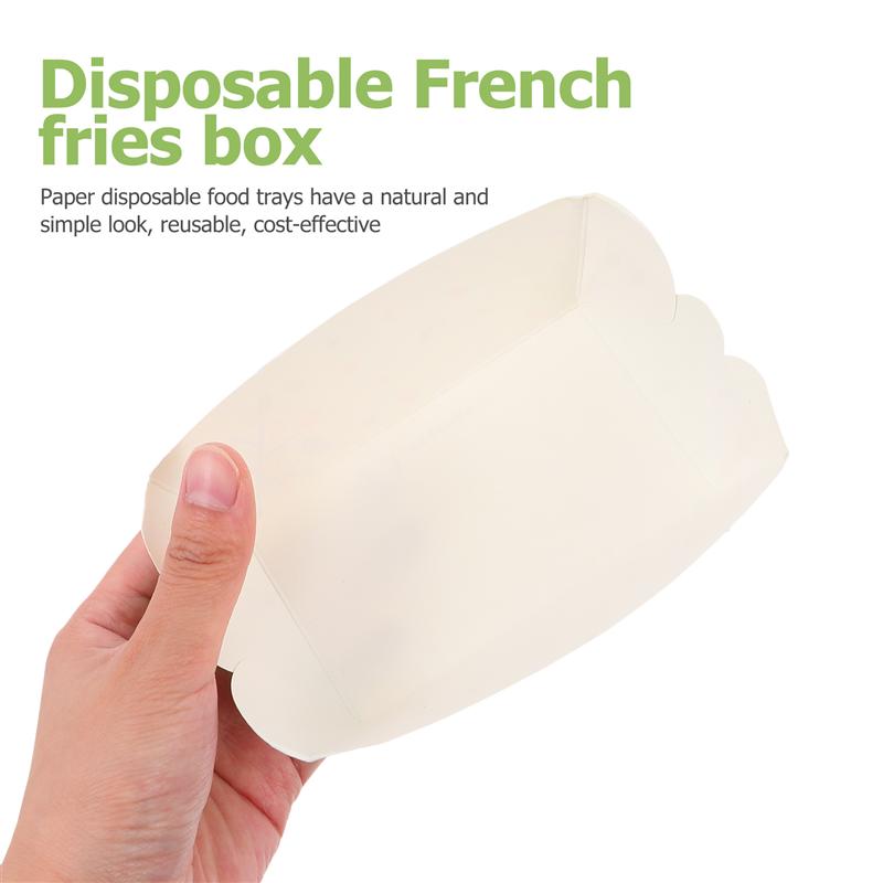 100Pcs Wegwerp Voedsel Dienblad Boot Vorm Papier Verpakking Box Snack Wikkelen Doos Gebakken Kip Dog Olie-proof Papier Dozen
