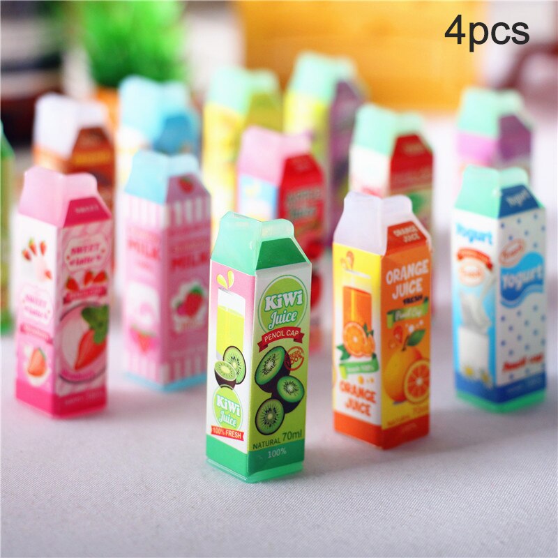 Cute 4Pcs Dollhouse Food 1:12 Scale Milk Carton Bottle Drink Cup Pretend Foods For 1/12 Miniature Doll House Kitchen Accessories