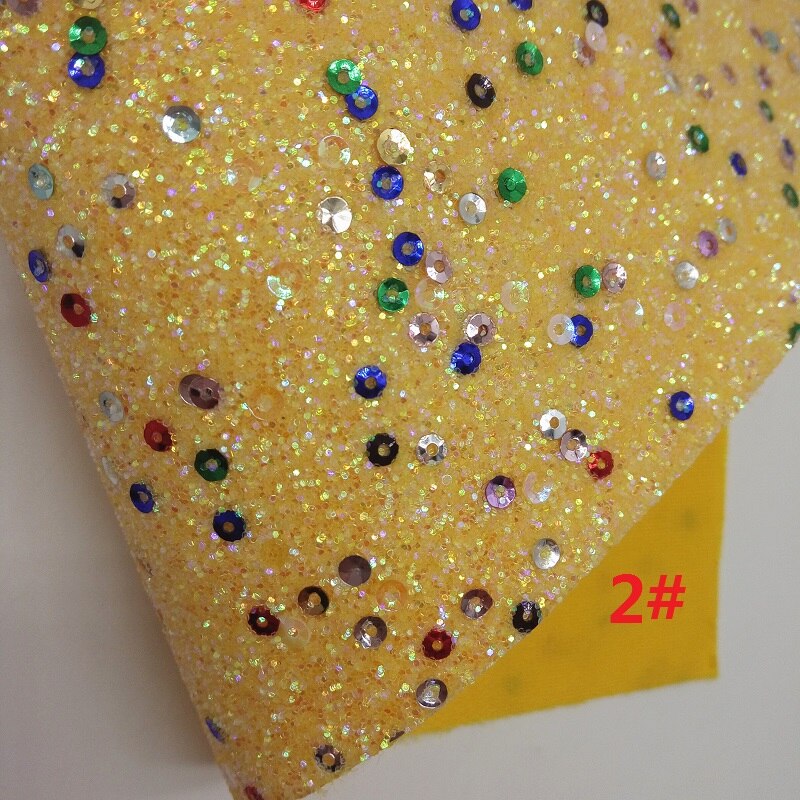 GEEL Glitter Stof met Pailletten, metallic Synthetisch Leer Stof Lakens Voor Boog A4 21x29CM Twinkling Ming XM985: 2