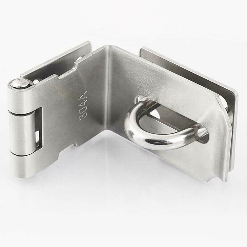 Silver Padlock Hasp Thickened 90 Degree Right Angle Doors Buckle Stainless Steel