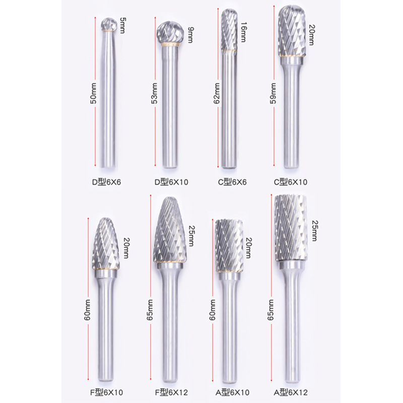 8 Stks/set 6Mm-12Mm Tungsten Carbide Burr Bit Cnc Graveren 1/4 "Rotary Cutter Bestanden 8 Stks/set 6Mm-12Mm Tungsten Carbid
