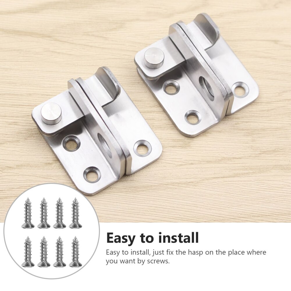 2pcs Stainless Steel Door Right Open Anti-Theft Lock Hasp Door Bolt