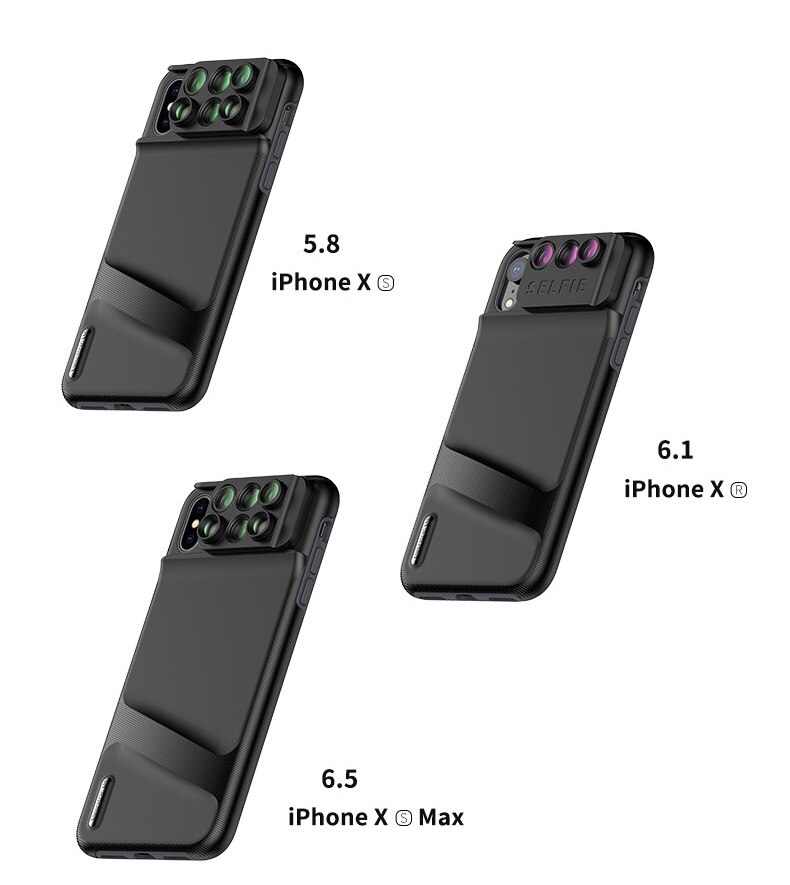 Pour iPhone XS XR XS MAX double objectif de caméra 6 en 1 Fisheye grand Angle Macro objectif pour iPhone XR télescope Zoom objectifs + étui