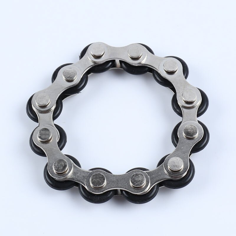 8/12 noeuds porte-clés chaîne Fidget jouet soulagement de la pression Stress chaîne en acier inoxydable vélo chaîne boucle porte-clés doigt jouet: 12 knots Black