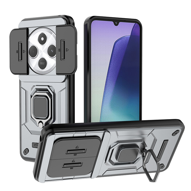 Capa pour Xiaomi Redmi 14C 4G étui caméra coulissante protéger armure coque de téléphone pour Redmi14C Redmy 14C 14 C C14 support magnétique anneau couverture: Bleu