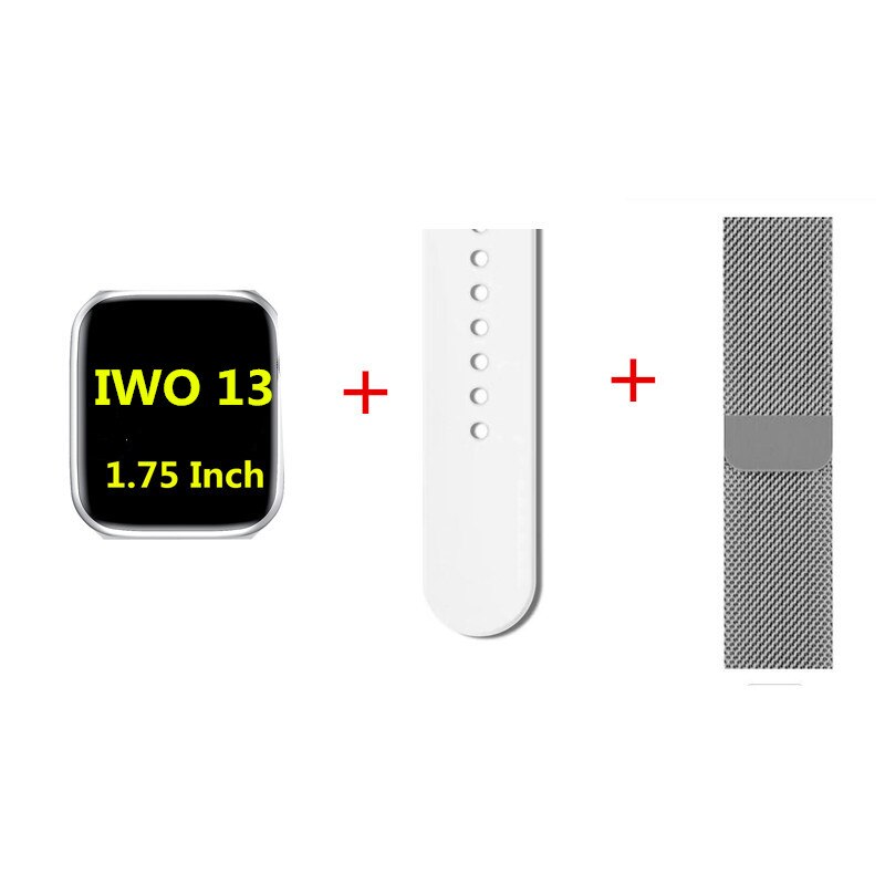 Original IWO 13 Smart Uhr Serie 6 Frauen Männer Unterstützung Bluetooth Anruf Herz Rate Besser Als IWO 12 Pro W56 smartwatch Für IOS: white add steel