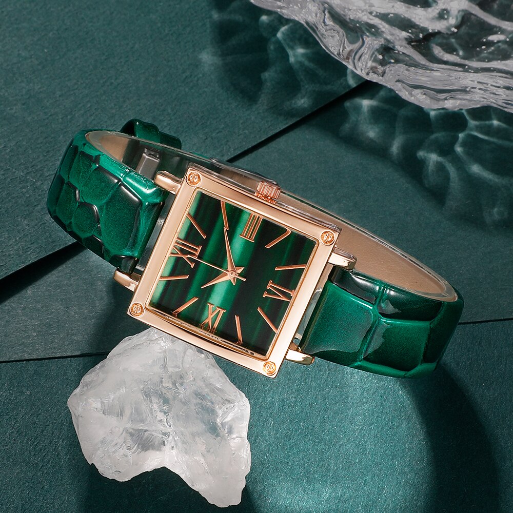 Reloj de cuarzo a la para mujer, esfera cuadrada, de de lujo, relojes de pulsera simples para mujer