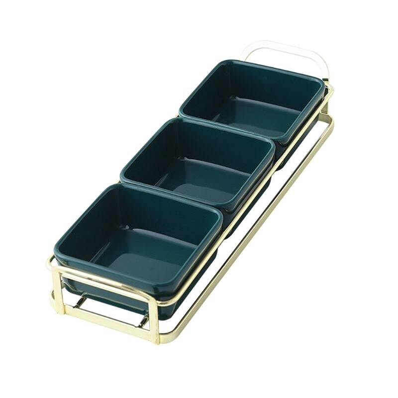 Ceramic Sauce Dish Divided Dipping Bowl Tray Condiment Dish Storage Tray for Kit QX2E: B