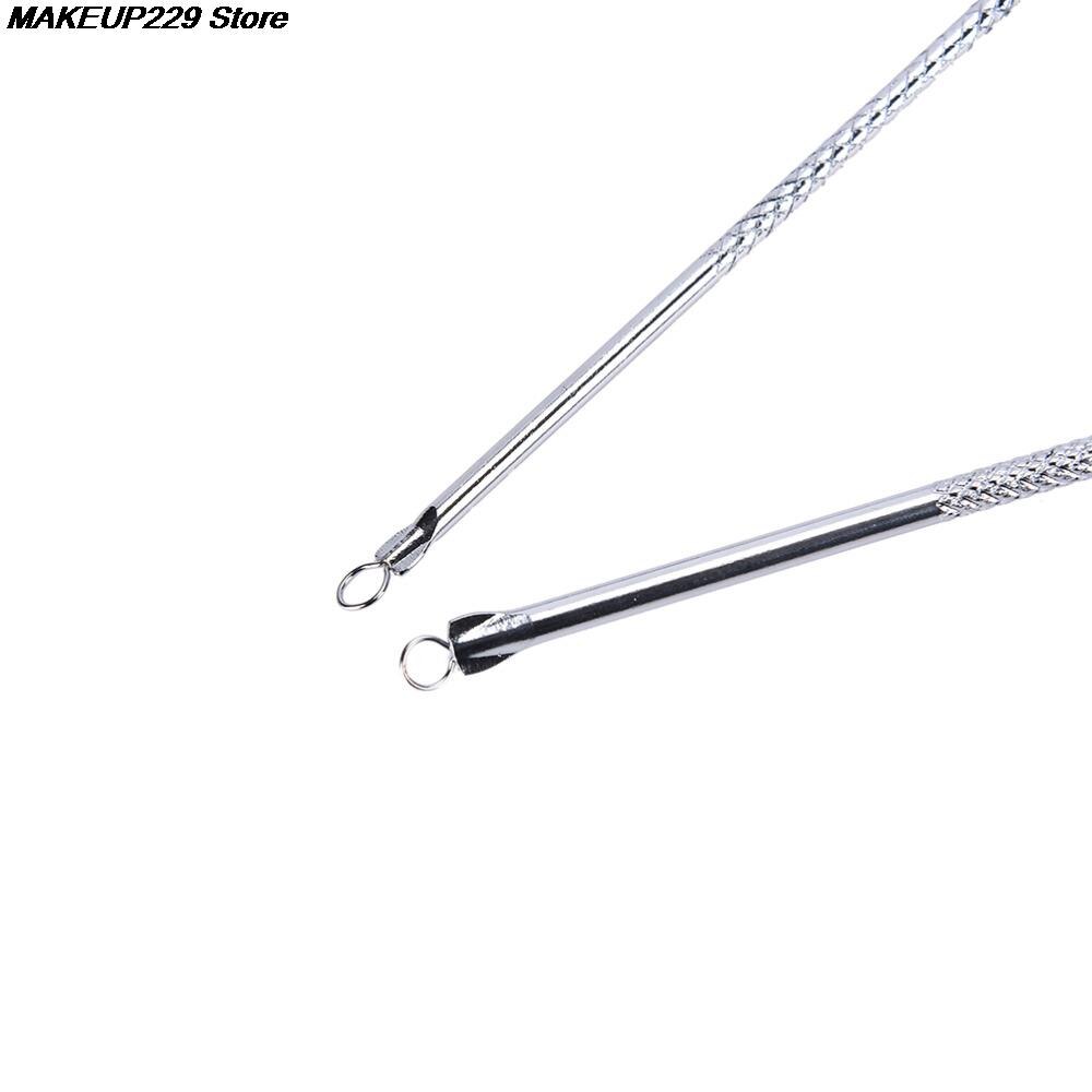 2Pcs Silver Blackhead Comedone Acne Pimple Blemish Extractor Remover Stainless Needles Remove Tools Pore Cleaner Face Skin Care
