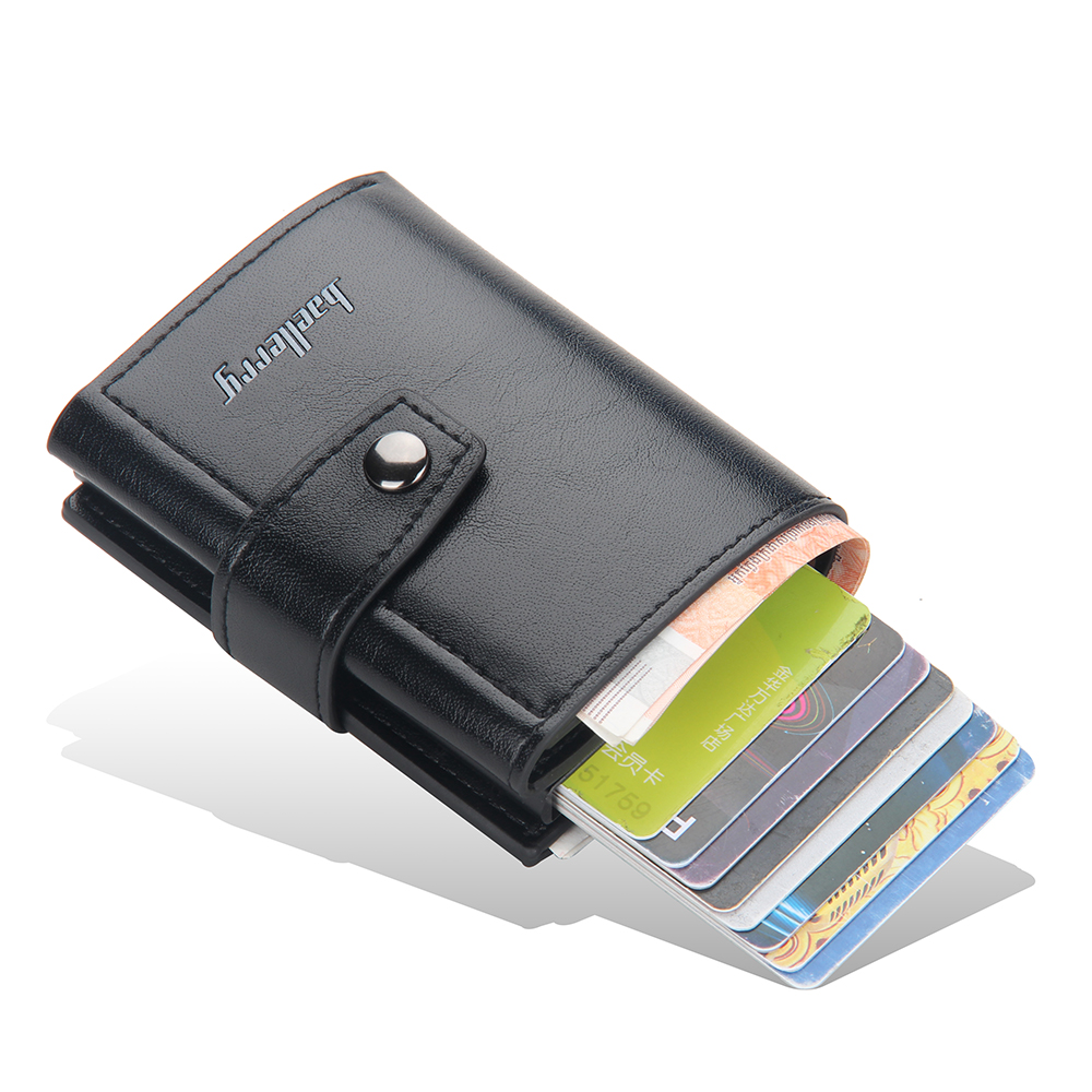 Anti-Diebstahl Rfid Kreditkarte Halfter Brieftaschen Männer Leder Aluminium Kasten Metall Männlichen Geldbörse Tasche Kleine Karteninhaber fallen Minimalistischen Brieftasche