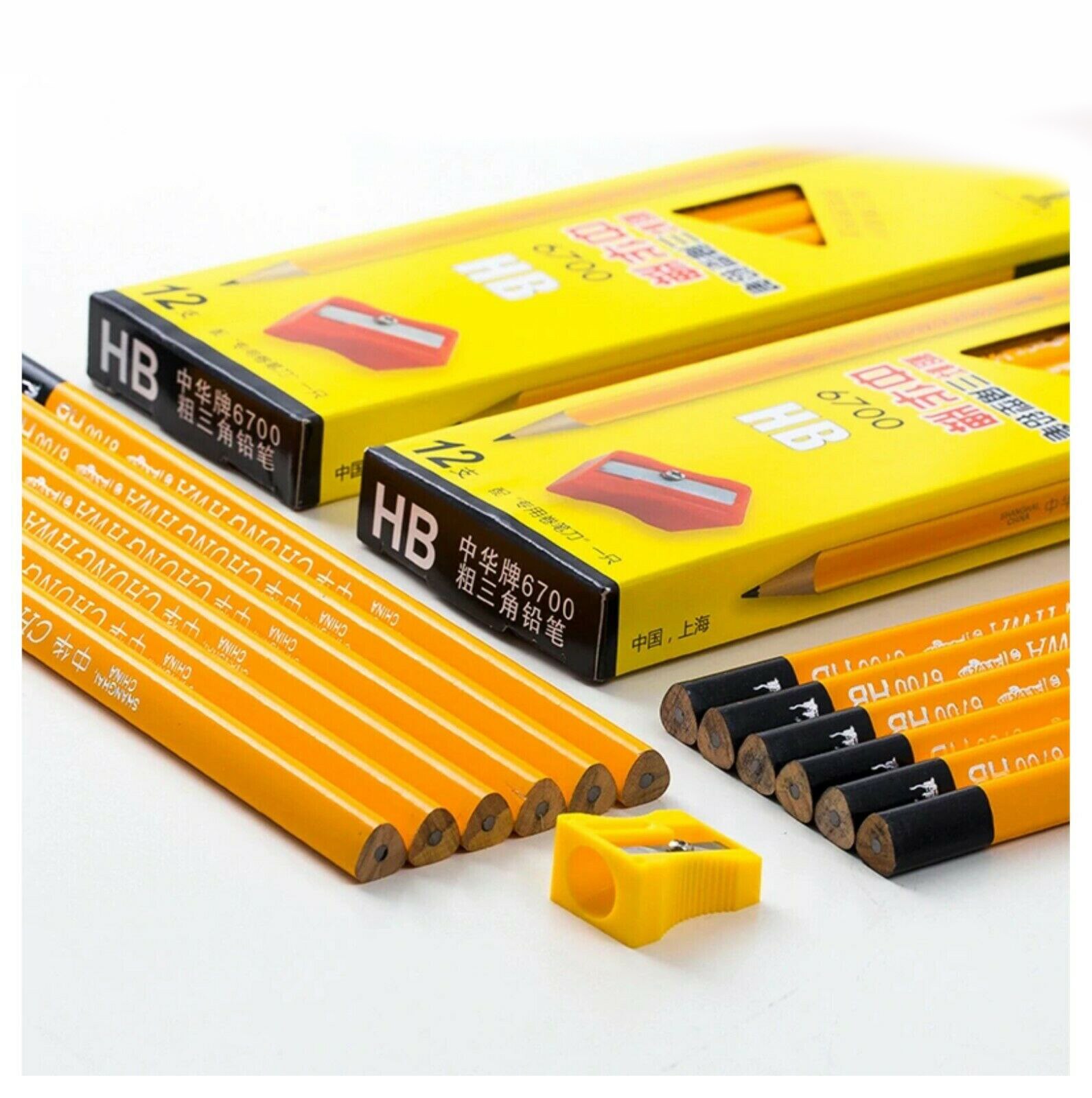 Triangle Pencil Big Grip Posture HB Thick Rod Children Kindergarten Primary 12Pcs