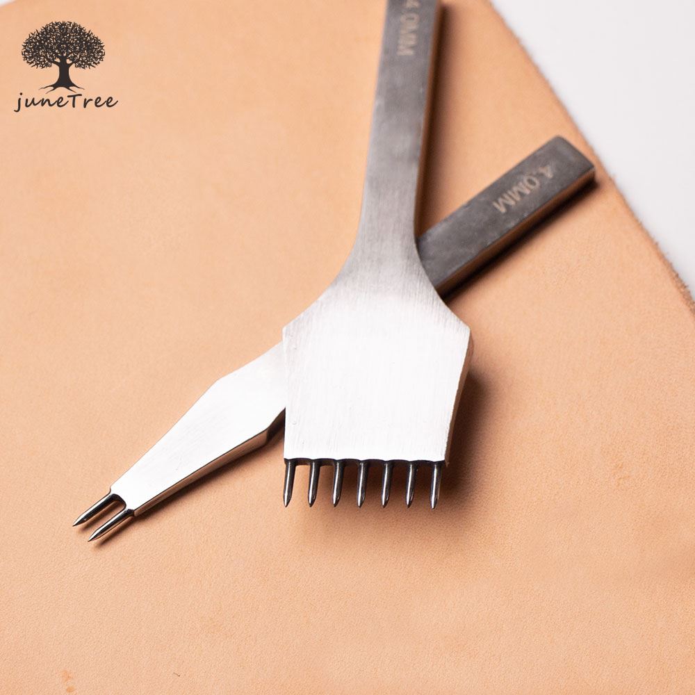 Junetree læderværktøj behandlinger håndværk gør-det-selv syning punch prikkejern 3mm /4mm mellemrum 2+7 ben