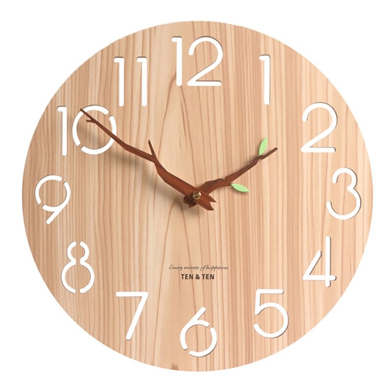 Houten 3D Wandklok Modern Nordic Kinderkamer Decoratie Keuken Klok Art Hollow Muur Horloge Home Decor: YELLOW