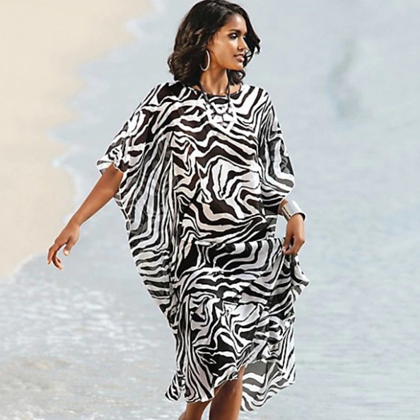 Tuniek voor Strand badpak cover ups Chiffon Strand Jurk Vrouwen Badmode Bikini cover up Saida de Praia # q638