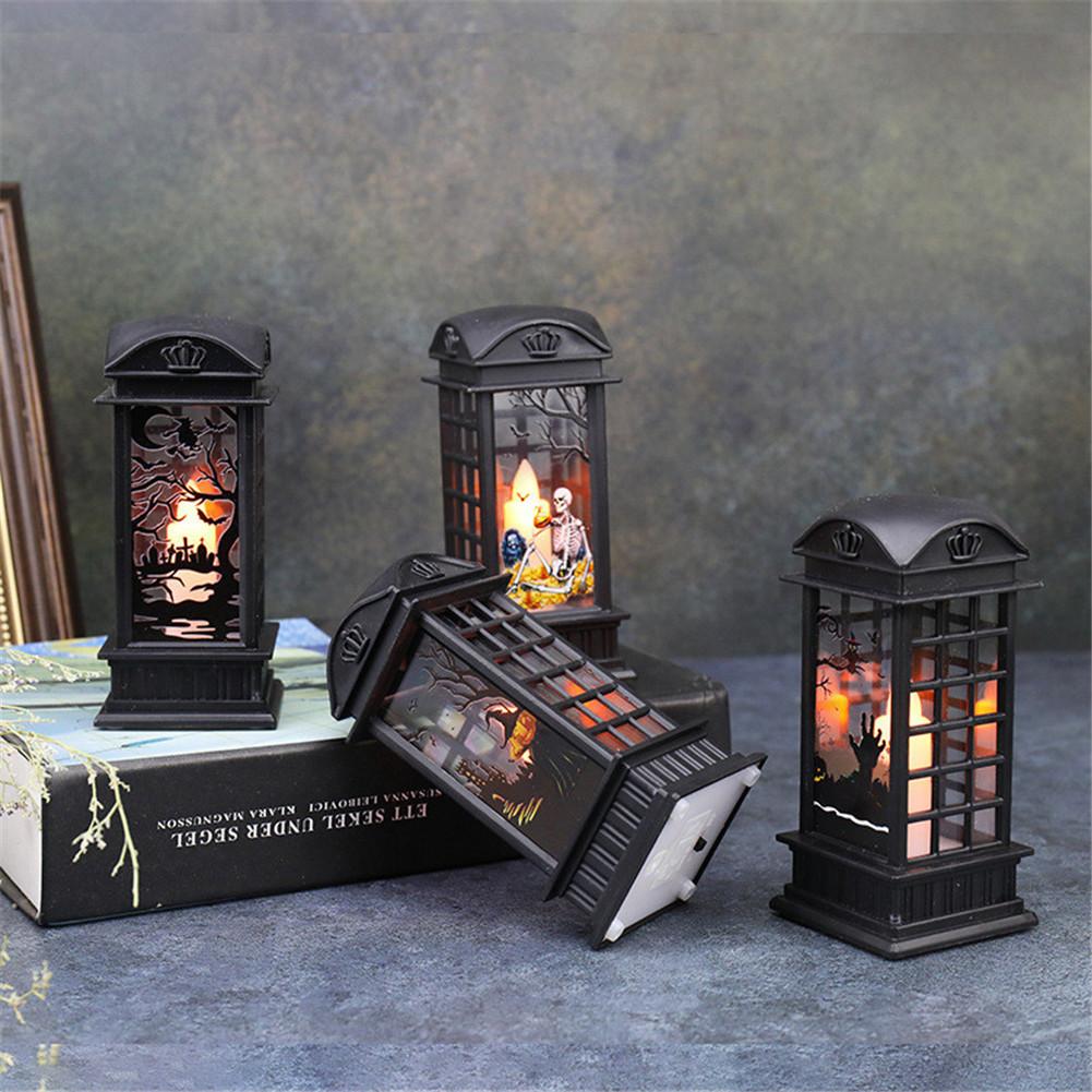 Halloween Night Light Pumpkin Lantern Retro Safe LED Night Light PVC Small Hand Lantern Home Party Decoration Candle Lamp