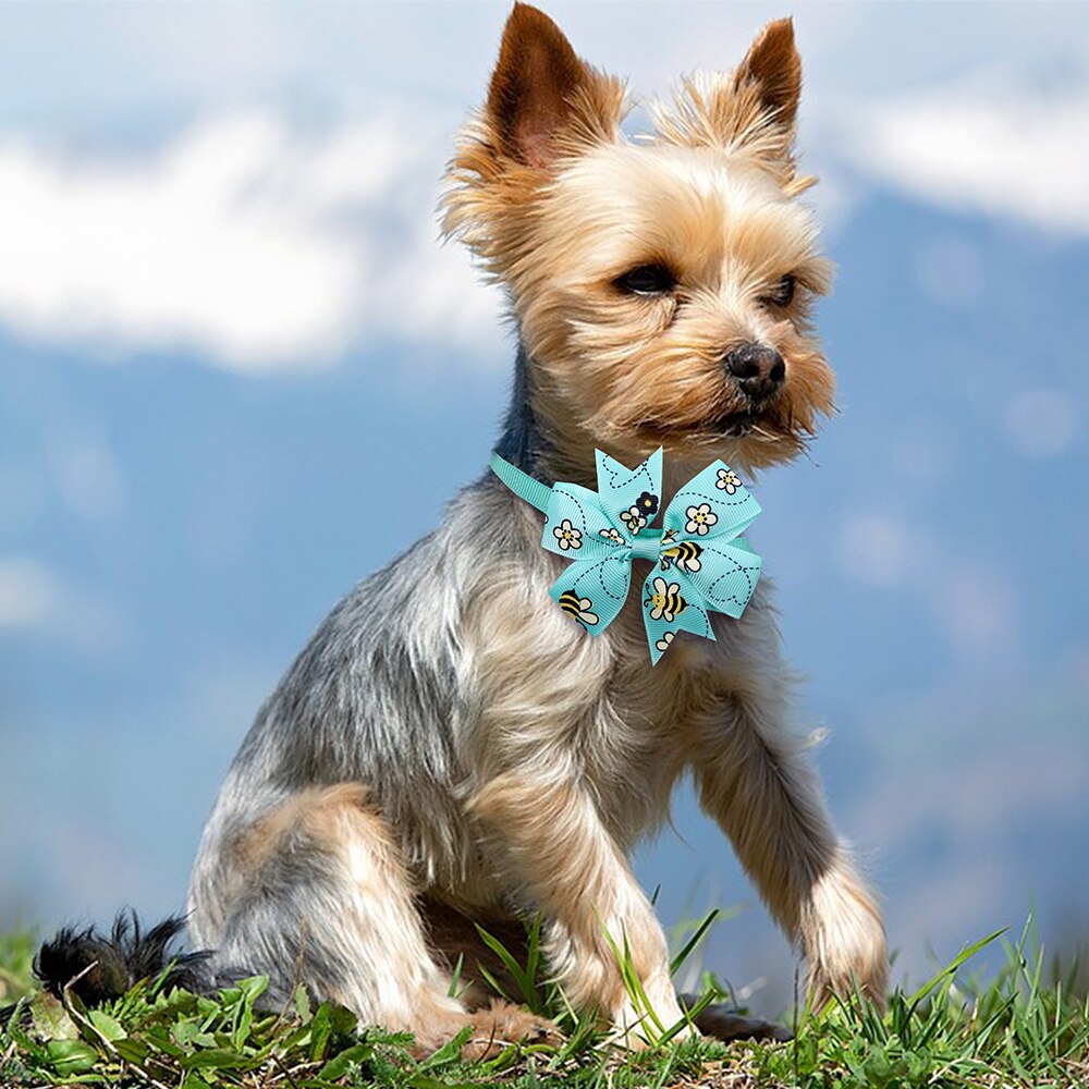 60 stk hund kat sløjfer sød blomst og bier kæledyr hvalp justerbar sløjfe sløjfer hund tilbehør hundepleje produkter kæledyr forsyninger