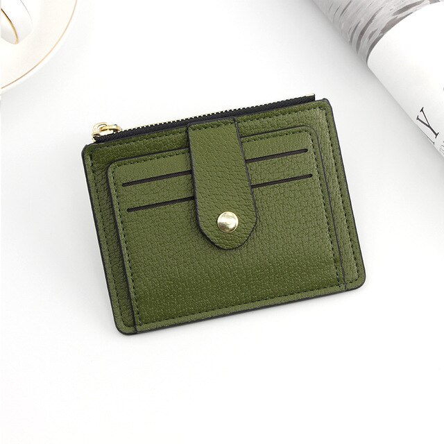 Porta carte di credito per uomo e donna portafoglio in pelle PU con tasca portamonete: Green