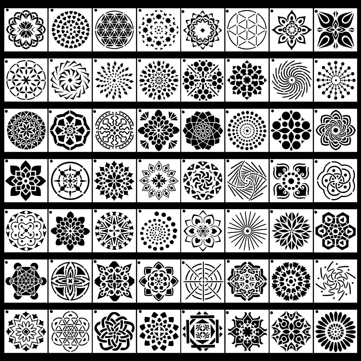 56 Pack Mandala Dot Painting Templates Stencils Perfect for DIY Rock Painting Art Projects 3.6x3.6 inch 9X9 cm