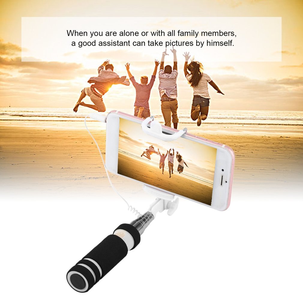 Colorful 14-60cm Mini Extendable Handheld Selfie Stick Wired Remote Shutter Monopod For iphone For huawei For Samsung