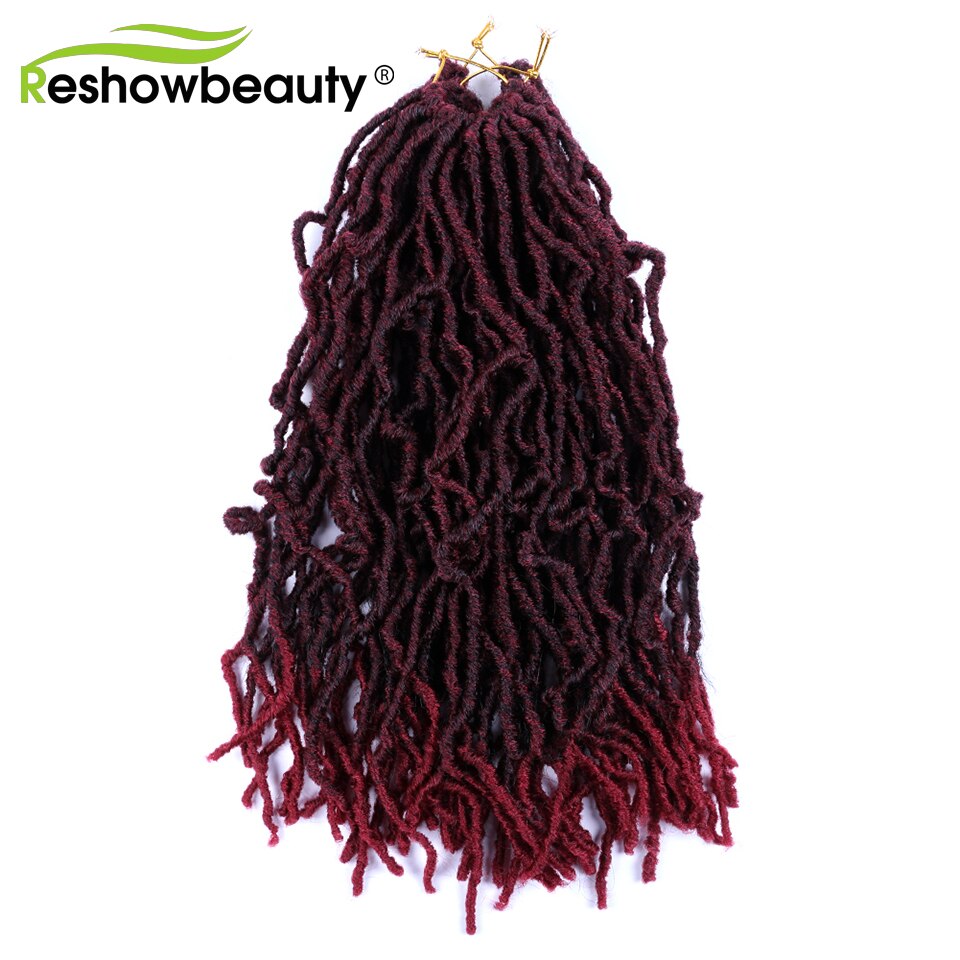 Synthetic Faux Locs Crochet Hair 24 Inch 110g Dreadlocks Crochet Braiding Hair 20 Strands/Pack Nu Faux Locs Braids Reshowbeauty: T1B/Burgundy