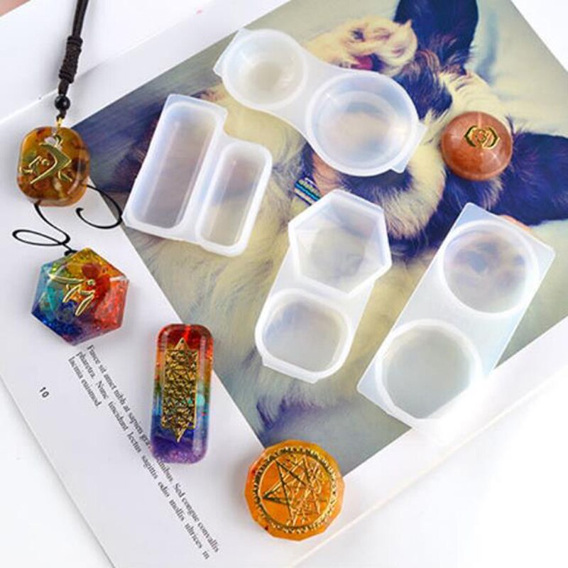 Faceted Runde Platz Orgonite Harz Anhänger Form Kristalle Steine Orgon Silikon Harz Form Keychain Schmuck Machen Werkzeug
