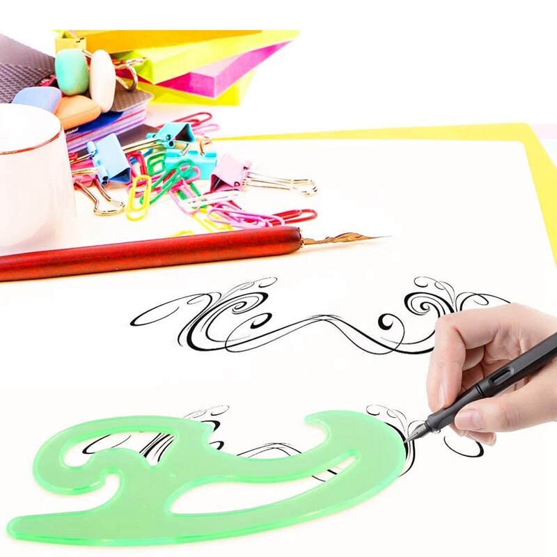 6 Pcs Drawings Templates Circle Oval Curve Template Stencils Plastic Rulers Measuring Tool for Office School