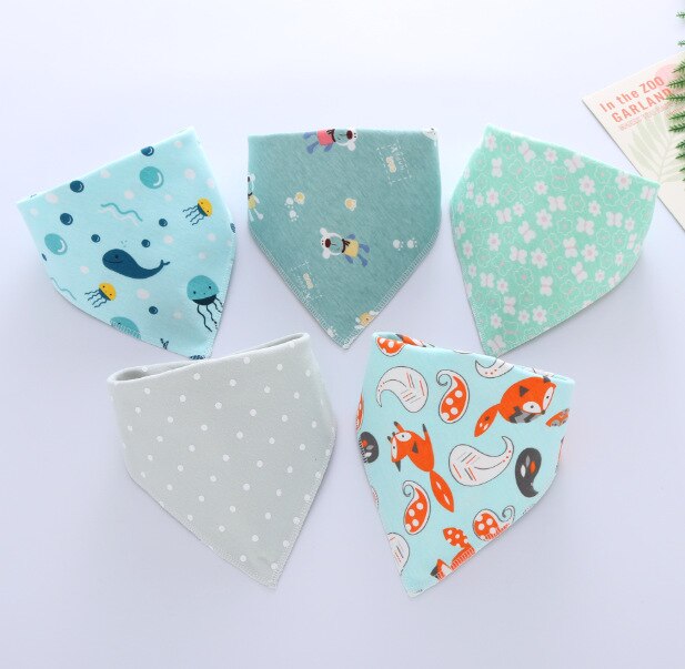 5Pcs Slabbers Bandana Katoen Babyvoeding Schort Driehoek Leuke Baby Slabbetjes Meisjes Jongens Cartoon Voeden Sjaal Kraag Bib burp Doek