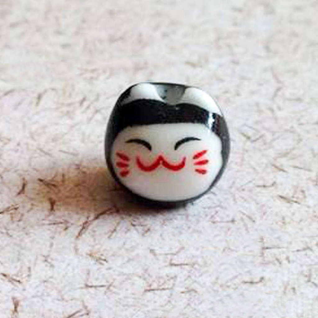Cuentas de gato de la suerte para pulsera, Material de joyería hecho a mano, accesorios de cerámica pintados a mano, , número 9, 10 Uds., TMT07: Granate