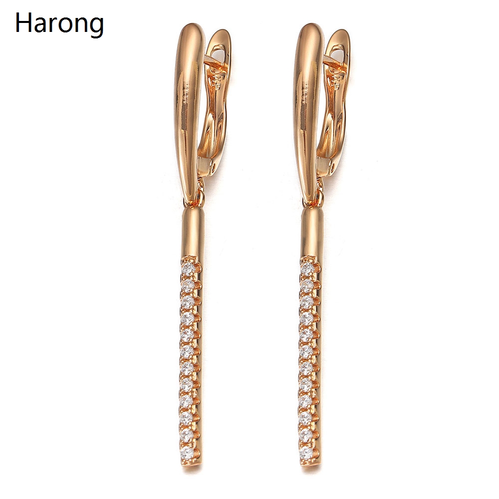 Pendientes colgantes de cristal de circón de para mujer, aretes estéticos de redondos huecos de Color dorado, de joyería