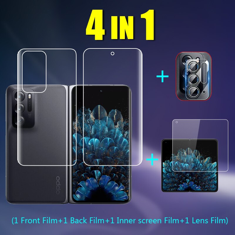 Slim Voor/Terug Soft Tpu Beschermende Hydrogel Film Voor Oppo Vinden N Findn 5G 7.1 "Camera Lens screen Protector Glas: 4 in 1