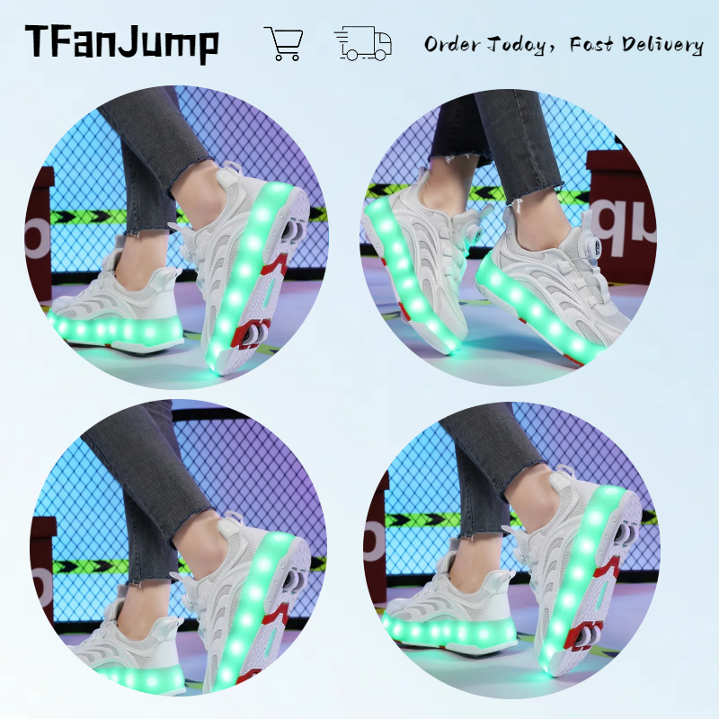 Latest 4 Wheel Roller Skates Sports Parkour Teens Roller Skates Walk Kids Deformation Roller Skates Shoes Children Unisex