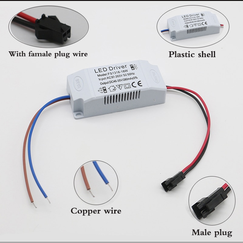 LED Netzteil 1W-24W 280mA Fahrer Adapter Mit SM Oder DC Stecker AC90-265V Beleuchtung Transformator Für LED-Tafel Licht Downlight