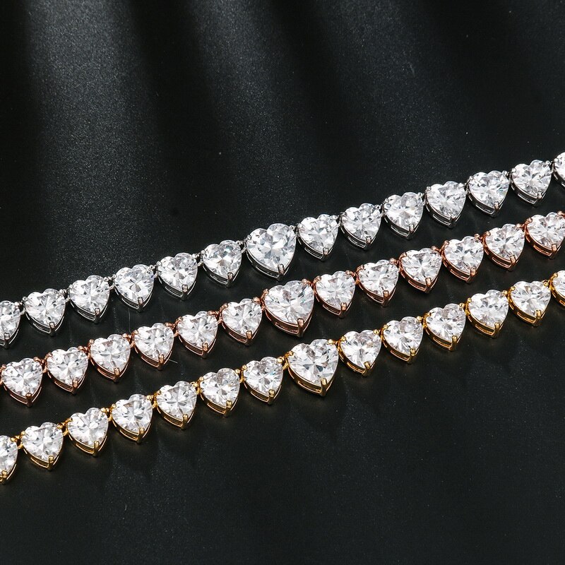 Weimanjingdian marca novas tendências gelo coração corte zircon cz deslumbrante colar de tênis fow feminino meninas jóias presentes