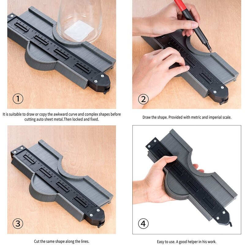 Contour Measuring Instrument with Lock 10 Inch Carpentry Measuring Tool Can Reproduce Irregular Shaped Contour Tool