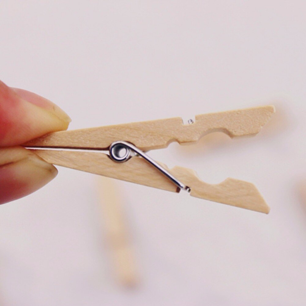Cute Wood Clothespins Wooden Laundry Clothes Pins Photo Paper Peg Clip 50PCS