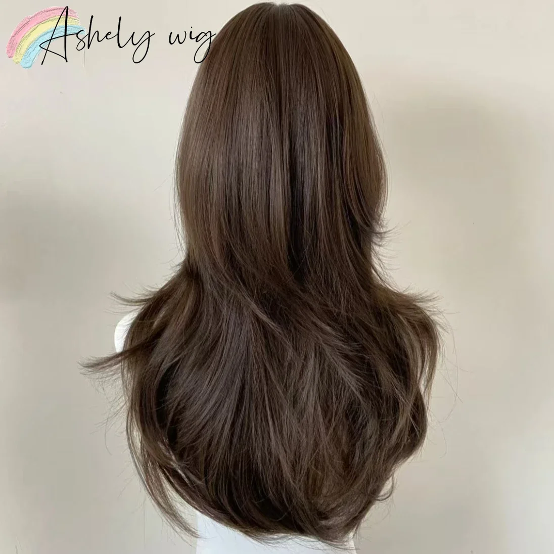 Perruque brune pour femmes bandeau corps brun droit synthétique Rose modèles de cheveux en frange française haut niveau Simulation cheveux perruque 가