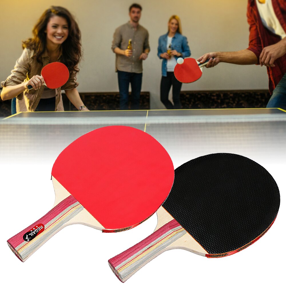 2 stuks pingpongbatjes in zeven lagen, lange steel, pingpongracketset, trainingsaccessoires met tas voor binnen en buiten