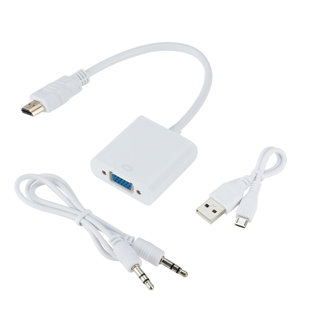 Grwibeou Hdmi Naar Vga Adapter Male Naar Famale Converter 1080P Digitale Naar Analoge Video Audio Voor Pc Laptop Tablet hdmi Naar Vga: White Color