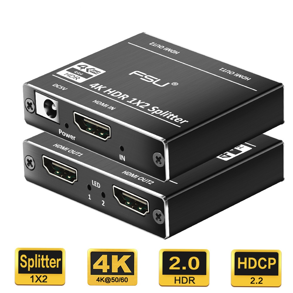 1 in 2 out HDMI Splitter 2.0 Adapter 1x2 HDCP 2.2 4K 60Hz HDR HDMI Switch switcher Video Kabel voor HDTV DVD PS4 XBOX HDMI Kabel