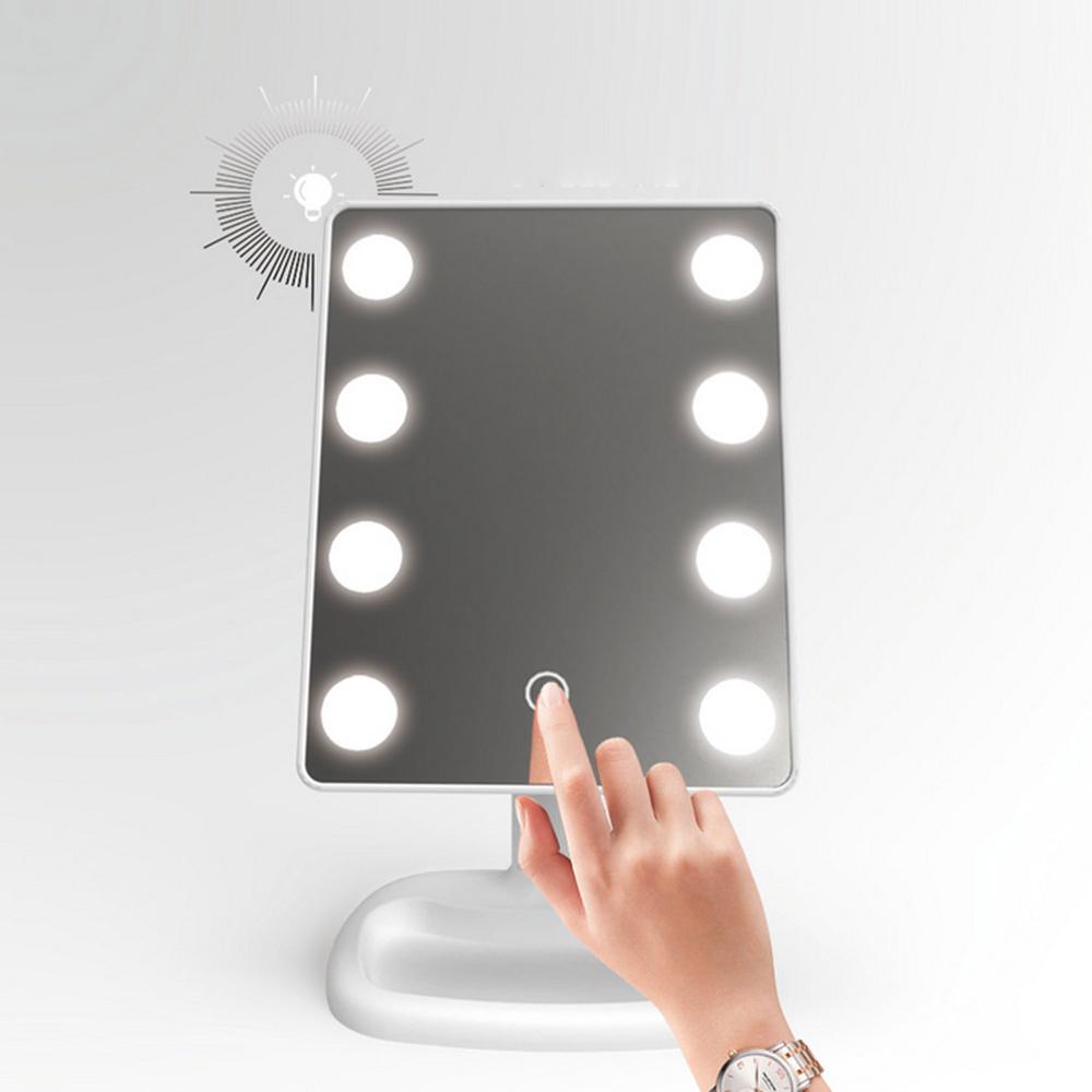 Draagbare Spiegel 8-LED Verlichting Verstelbare Make-Up Spiegel voor Make-Up Tafel Kleedkamer Slaapkamer Make-Up Spiegel Met Verlichting