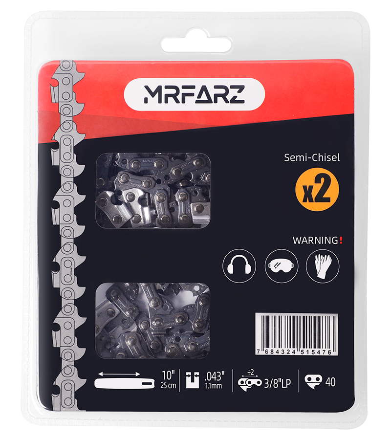 R40 Chainsaw Chain for 10 Inch Bar 40 Drive Link Replacement Chainsaw Blade, .043 Inch Gauge, 3/8 Inch Pitch