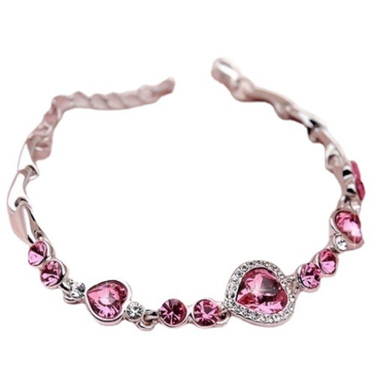 Zee Hart Legering Zirkoon Liefde Kristal Armband Voor Vrouwen Stijl Mode Temperament Metalen Meisje Sieraden: H02