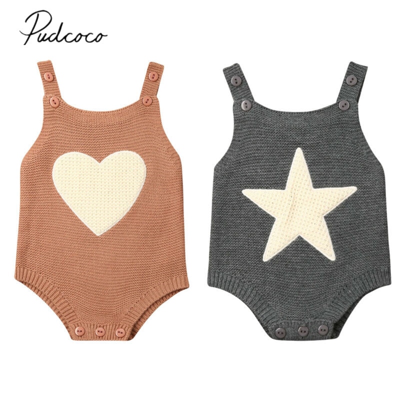 bébé printemps automne vêtements -né infantile bébé garçon fille tricoté body combinaison sans manches tenues coeur étoile vêtements