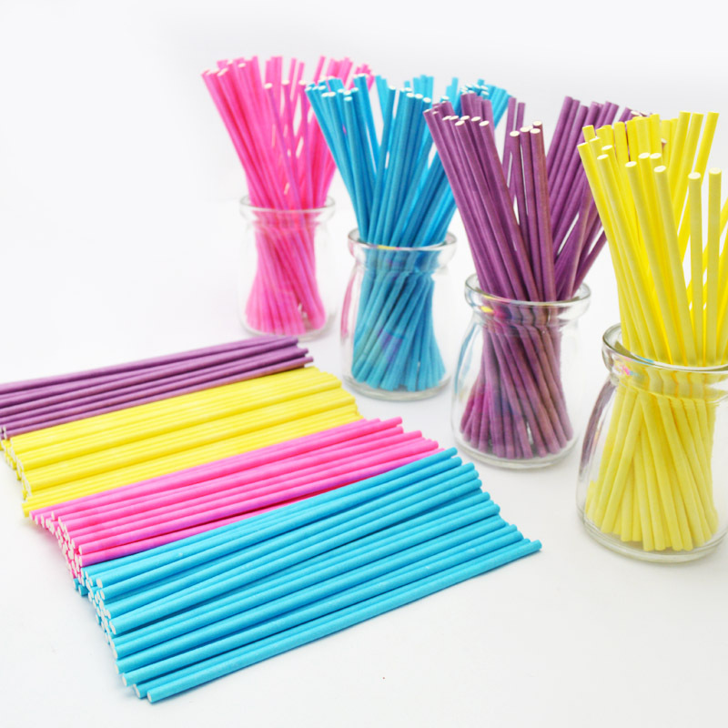 100 stks Kleurrijke Lollipop Stok 15 CM Papen Cake Pop Sticks Voor Lollypop Snoep Chocolade Suiker Knuppel Pole Handvat staaf E020