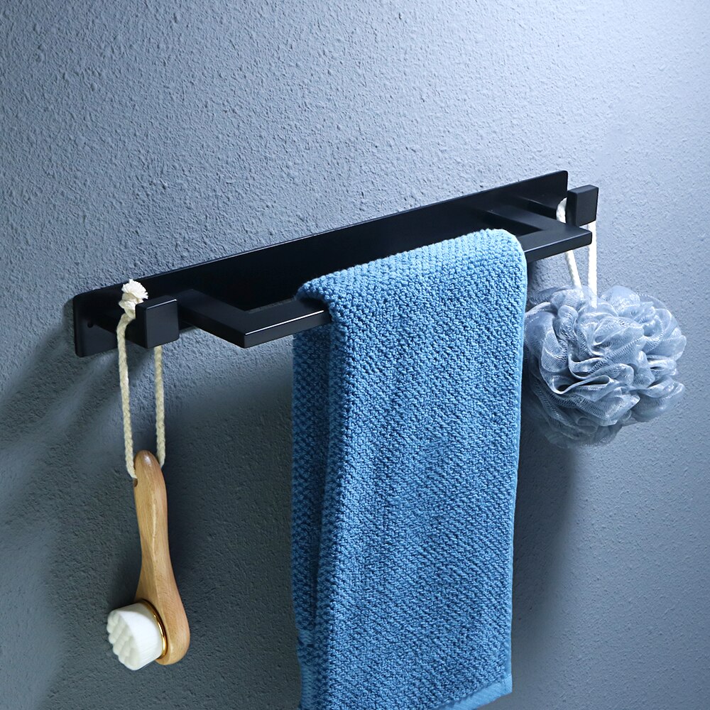 Handdoekrail 2-laag bad handdoek rekloze stalen handdoek planken met haken muur gemonteerde handdoekhouder handdoek bar voor keuken badkamer toilethotel,70cm