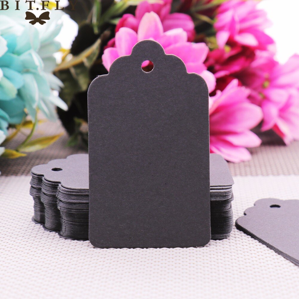 50 Etichette Regalo In Carta Kraft Con Foro – 6x6 Cm – Bianche E Nere – Per Bomboniere E Bagagli