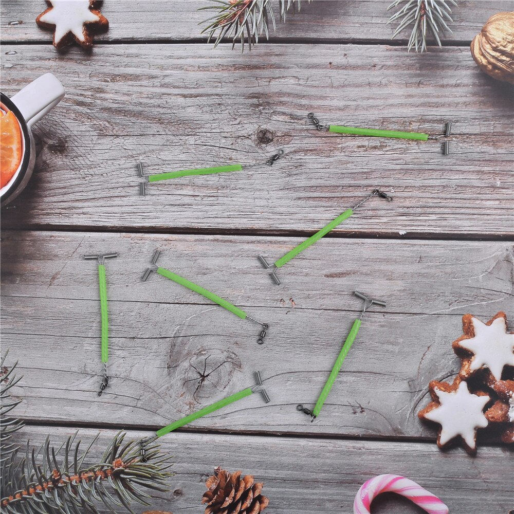 20Pcs T-Shape 3 Way Rolling Fishing Swivel Cross line Steel Wire Leader Arm Fluorescent Balance Connector Saltwater rig Tackle