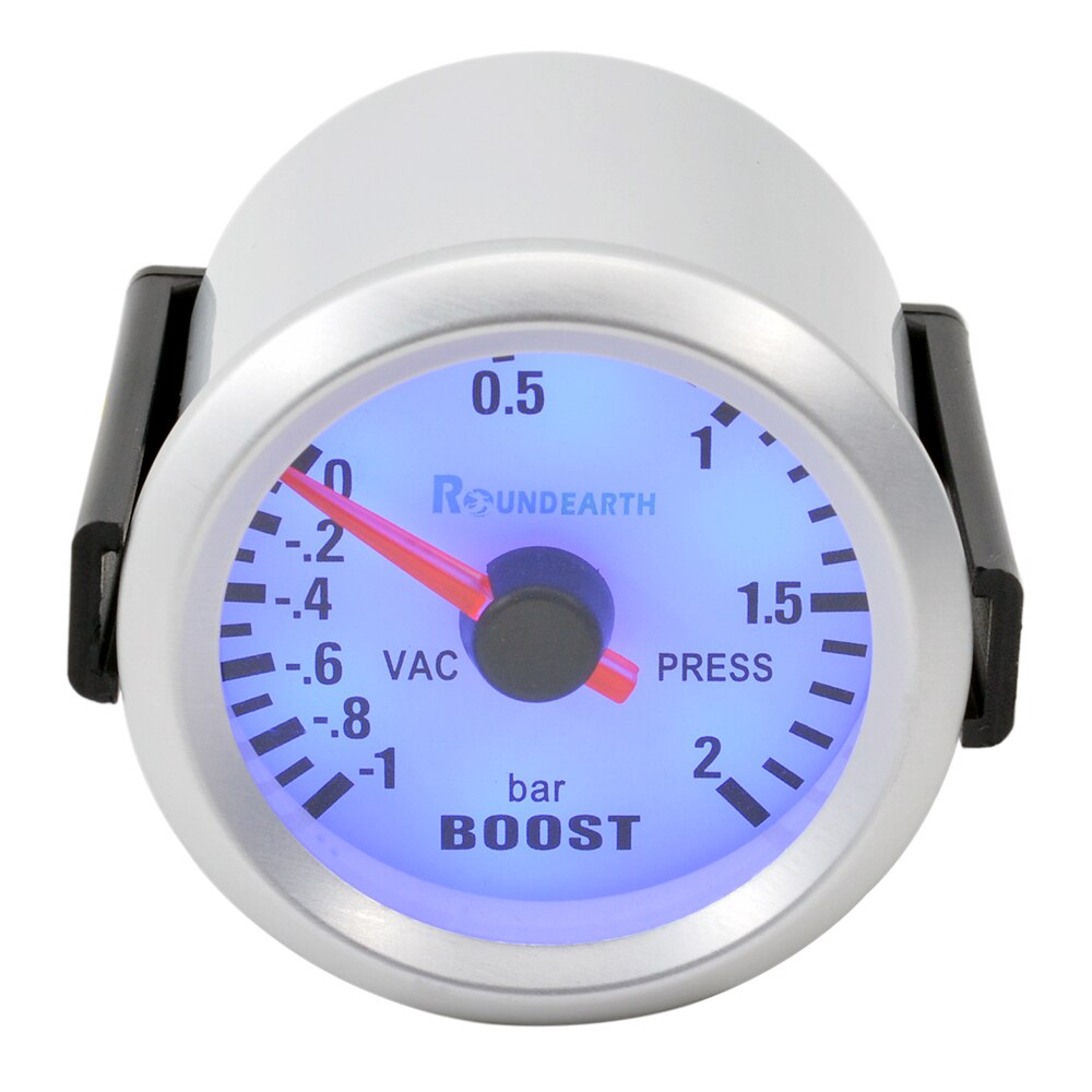 Ronde Aarde 52Mm Blauw Licht Auto Turbo Boost Gauge Turbin -1 ~ 2 Bar Pointer Klok Vacuumd instrument Meter Pods